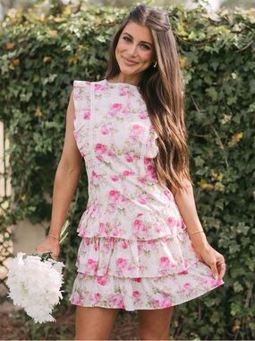 These three boutique ruffle dress pink